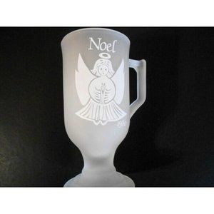 Angel on Frosted Glass Footed Noel Cup